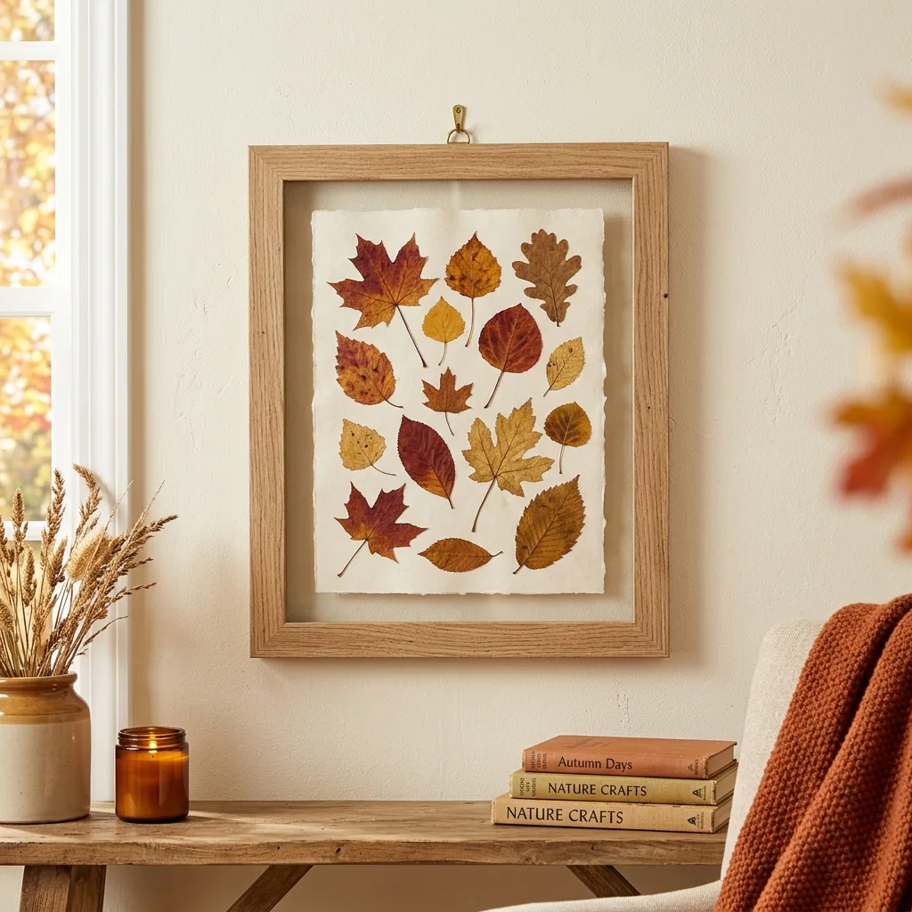 Framed leaf art as a DIY Thanksgiving craft